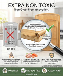 Luxury Bamboo Cutting Board Set of 3 with Glue-Free Surface Technology