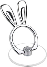 Cat Phone Ring Holder - EI Sonador Clear Cell Phone Ring Holder Transparent Stand Finger Grip (1 Silver + 1 Rose Gold Cat)