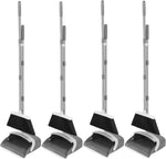 NACENA 52-Inch Adjustable Broom and Dustpan Set with Teeth for Hair Removal, Suitable for Home, Kitchen, Office, and Hall (Black & Red)