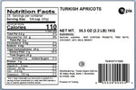 Dried Turkish Apricots, 2.2 lb, Pitted, No Added Sugar, Fiber Rich