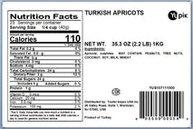 Dried Turkish Apricots, 2.2 lb, Pitted, No Added Sugar, Fiber Rich