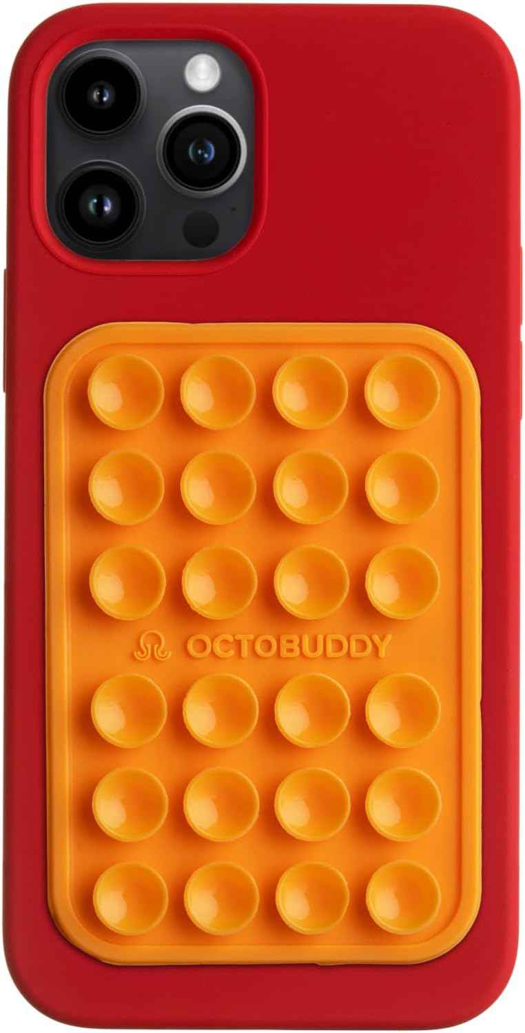 OCTOBUDDY Classic - Silicone Suction Phone Case Adhesive Mount - Hands-Free, Strong Grip Holder for Selfies and Videos - iPhone and Android Compatible - 2.25″ x 3.25″, Chalk Pink