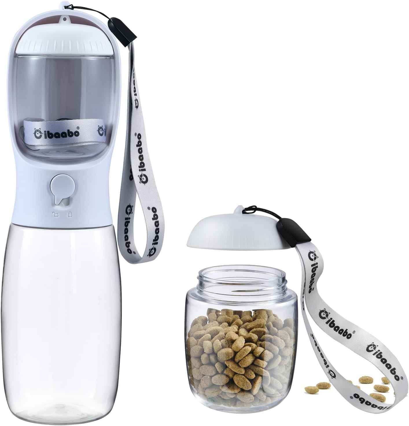 Dog Water Bottle with Food Container, Travel Puppy Water Bowl, Portable Pet Dispenser, Dog Gift Stuff Accessories Items, Puppy Essentials Necessities for Yorkie Cat Walking and Hiking