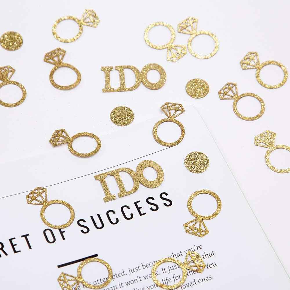 Gold Wedding Table Confetti,Glitter Paper Diamond Ring Confetti, I Do Engagement Party Table Scatter,Bachelorette Bridal Shower Party Decorations
