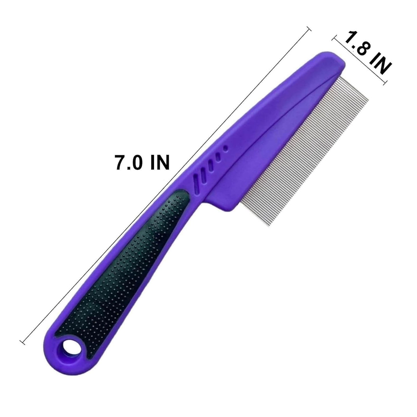 Yumflan Flea Comb with Rubber Handle, Flea and Tick Combs for Dogs & Cats, Fine Tooth Dog Comb for Grooming (Purple) | with Rubber Handle, for Dogs & Cats, for Grooming, Purple