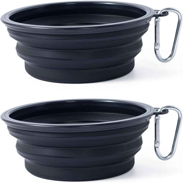 Dog Bowl Pet Collapsible Bowls, 2 Pack for Cats Dogs, Portable Pet Feeding Watering Dish for Walking Parking Traveling with 2 Carabiners (Small, Blue+Green)