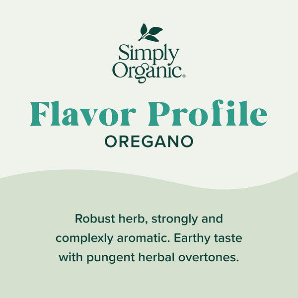 Simply Organic Oregano, 0.75 oz, Premium Organic, Earthy Taste, Mediterranean and Italian Dishes