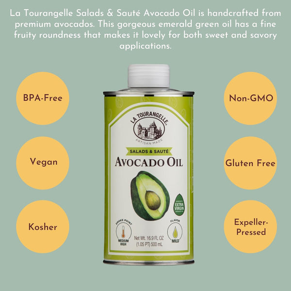 La Tourangelle 16.9 Fl Oz all-natural avocado oil for salads, fruit, fish, or vegetables with buttery flavor