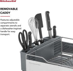 KitchenAid Large Capacity Full Size Dish Rack with Angled Drain Board and Removable Flatware Caddy