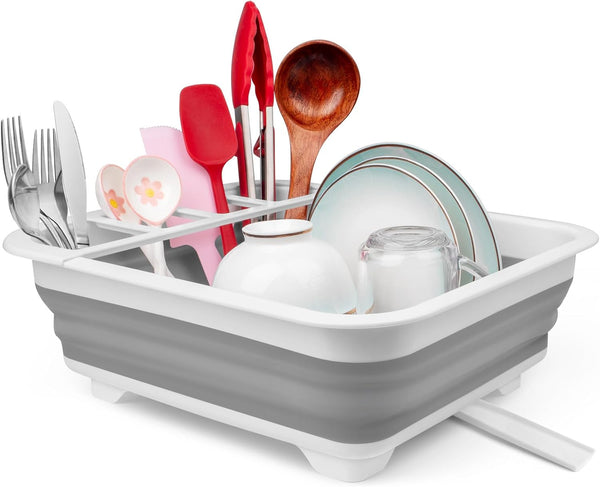 Collapsible Dish Drying Rack for Kitchen Counter with Drainboard
