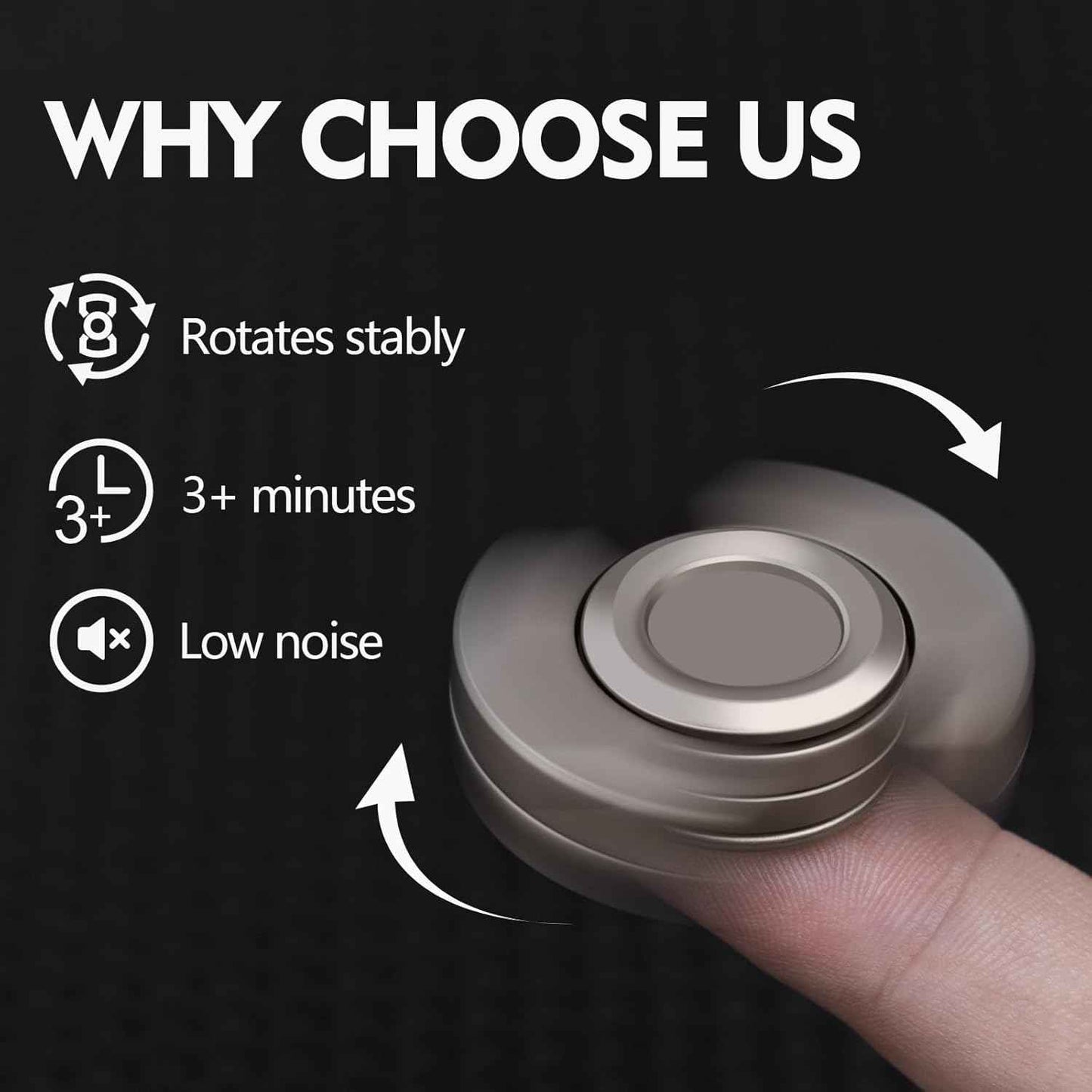 3-in-1 Fidget Toys Adults: Spinner, Slider, Clicker – Magnetic Stainless Steel Bearings for Super-Stable Rotation – Stress Relief, Enhanced Focus, and Habit Breaking, Christmas Party Favor Kid, Silver