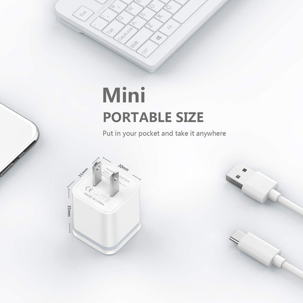 LUOATIP 3-Pack 2.1A 5V Dual Port Cube Power Adapter Plug Block for iPhone and Android Phones