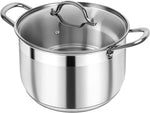 Kirecoo Stainless Steel Stock Pot - 8 Quart Heavy Duty Induction Cooking Pot with Visible Lid for Pasta, Soup, Spaghetti, Nonstick Thick Bottom Big Stockpot, Deep Cookware for Canning, Boiling, Simmer