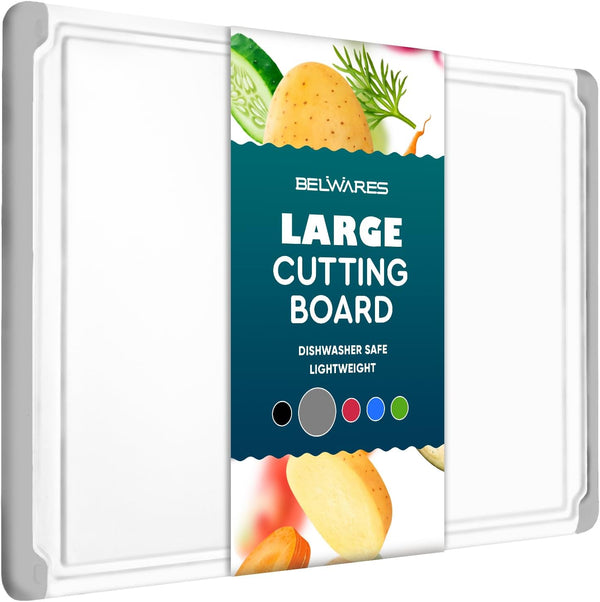 Extra Large Plastic Cutting Board for Kitchen Use, 18 x 12 Inch, Dishwasher Safe