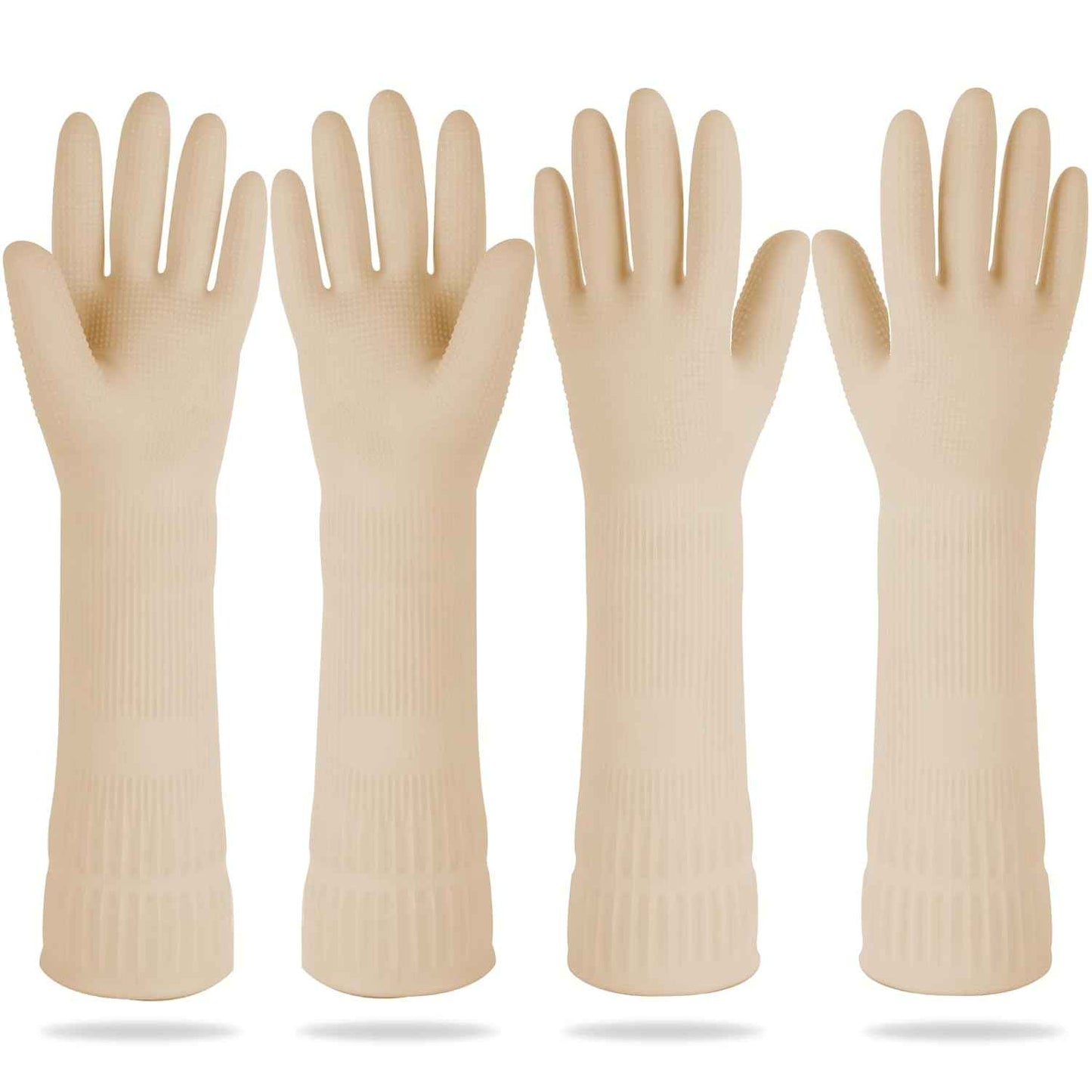 Mamison 2 Pairs Reusable Waterproof Household Dishwashing Cleaning Rubber Gloves, Non-Slip Kitchen Glove (Pink, Medium (Pack of 2))