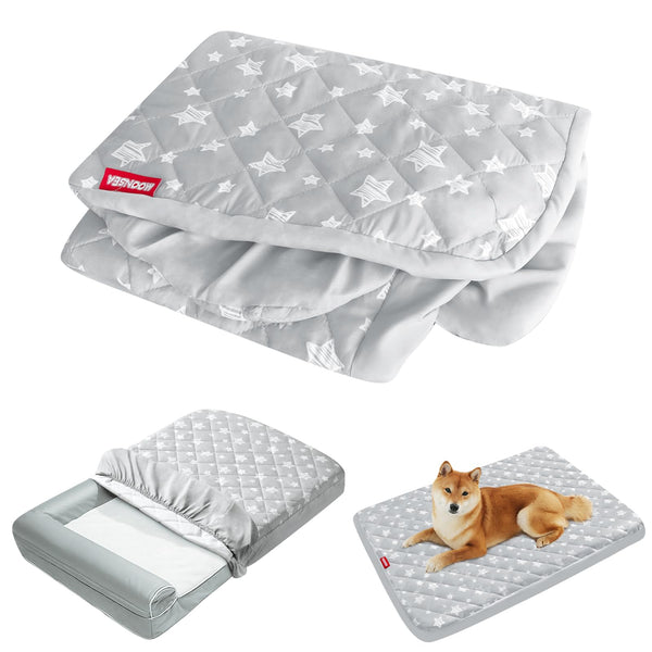 Lovely grey star print dog bed cover, 27x36 inches, waterproof and quilted, for dog/cat, easy to remove and wash