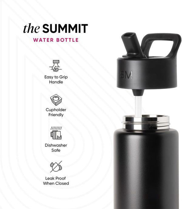 Simple Modern Kids Water Bottle with Straw Lid, 14oz Insulated Stainless Steel Tumbler for School