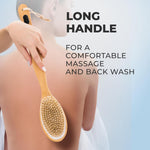 GUARD&MARINE Wooden Back Washer for Men & Women, Long Handle Shower & Bath Brush with Non-Slip Inserts
