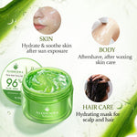 aloderma organic 96% aloe vera gel hydrating face body after-sun care 7oz
