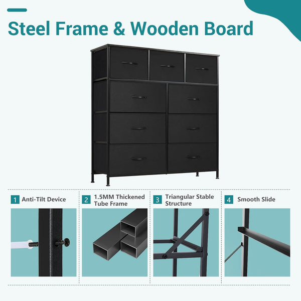 OLIXIS 9 Drawer Storage Organizer Unit for Closet and Living Room