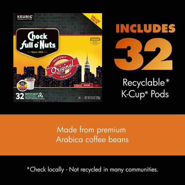 Chock Full o' Nuts Heavenly Original Keurig K-Cup Pods for Keurig Brewers