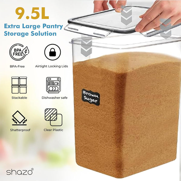 Extra Large Bulk Food Storage Containers with Airtight Lids for Kitchen and Pantry Organization