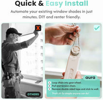 Aura Roller Smart Shade Driver, Remote Control & WiFi Dongle | Automate Existing Blinds | Beaded Window Shade Compatible Up to 4x5ft | Rechargeable Battery | Set Schedules | Hands Free Voice Control