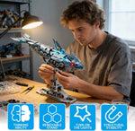 Myth Qholve Mechanical Blue Dolphin Building Blocks Set Hand-Operated Motion, Detailed Gear Design, Display & Play Model Futuristic Ocean Animal Model