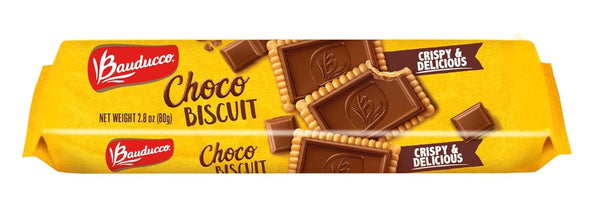 Bauducco Choco Biscuit Cookies, Individually Wrapped, 25.3 oz, Pack of 40