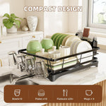 Stainless Steel Dish Rack with Cutlery Holder and Cup Holders for Kitchen Counter