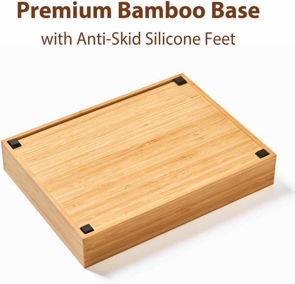 Bamboo Desk Drawer Organizer with Adjustable Dividers