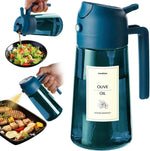 TrendPlain 16oz/470ml Blue Glass Olive Oil Sprayer for Cooking - 2 in 1 Olive Oil Dispenser for Kitchen Gadgets, Air Fryer, Salad, and BBQ - Navy