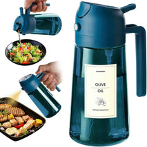 TrendPlain 16oz/470ml Blue Glass Olive Oil Sprayer for Cooking - 2 in 1 Olive Oil Dispenser for Kitchen Gadgets, Air Fryer, Salad, and BBQ - Navy