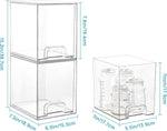 Vtopmart 7.6" Clear Stackable Storage Drawers, 4 Pack Plastic Organizers for Home Organization