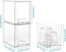 Vtopmart 7.6" Clear Stackable Storage Drawers, 4 Pack Plastic Organizers for Home Organization