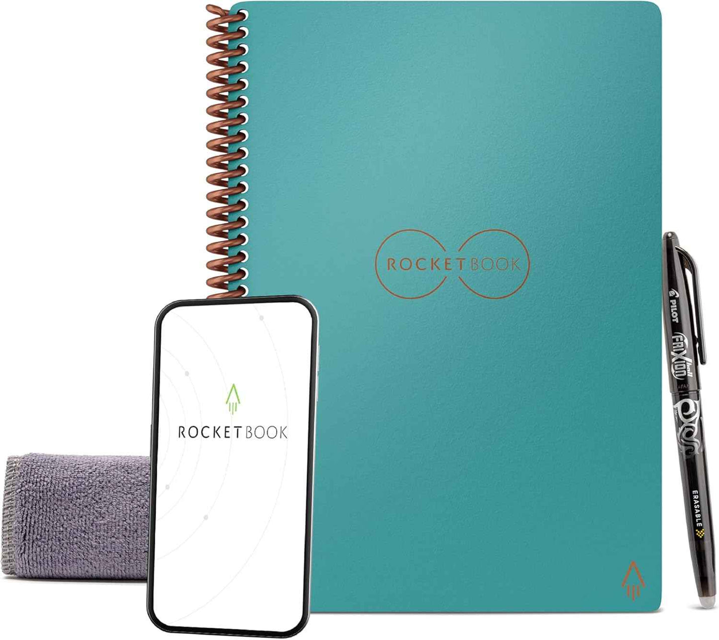 Rocketbook Core Reusable Smart Notebook, Lined Pages For School, Work and Creative Projects, Letter Size 8.5x11, Black - Premium