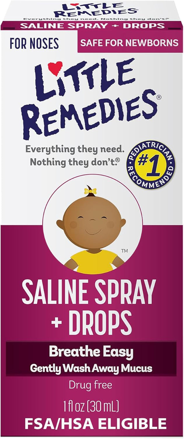 little remedies saline nasal spray and drops for newborns, 1 fl oz, pediatrician-recommended, no alcohol, drug-free