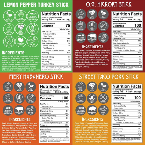 Righteous Felon Variety Meat Sticks, 100% Grass Fed Beef, Turkey & Pork, 10 Count