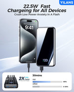 Portable Charger,50000mAh Power Bank Built-in Cable, 22.5W PD USB C In & Out Fast Charging, External Battery Pack with 6 Output & 2 Input, Travel Phone Charger for iPhone 17/16/15/14/13/12(Black)