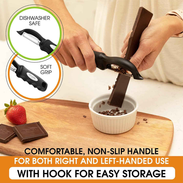 Premium Swivel Vegetable Peeler with Ultra Sharp Stainless Steel Blades - Black - Spring Chef