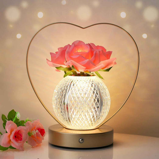 Rose Flower Lamp,Birthday Gifts for Women,Rechargeable Cordless LED Touch Lamps,3-Colour Infinitely Dimming Small Night Light,for Living Room,Dining Room,Bedroom Festival Home Decor | 3-Colour, Infinitely Dimming, Small Night Light, Living Room, Dining Ro