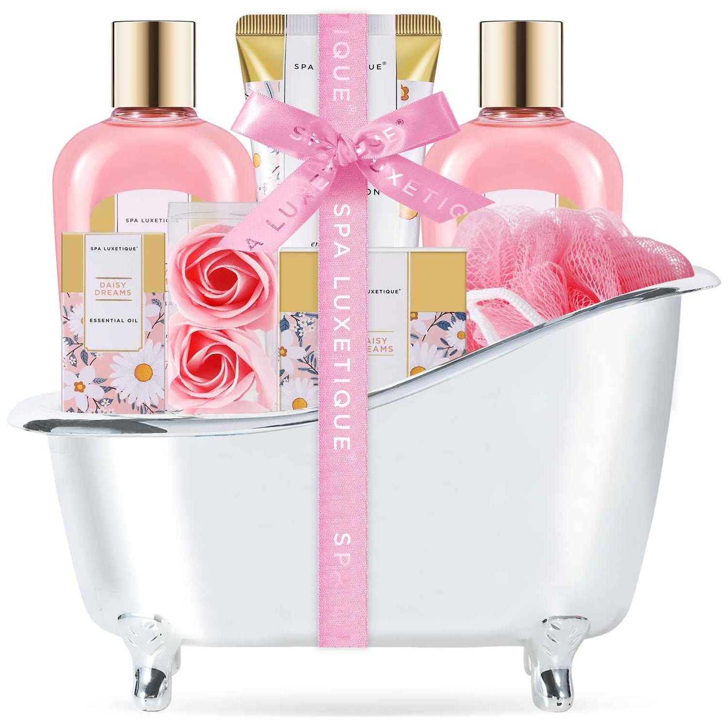 spa luxetique Gift Set For Women, Bath Sets for Women Gift, 8 Pcs Rose Spa Basket Includes Bubble Bath, Shower Gel, Body Lotion, Birthday Spa Gifts, Mother‘s Day Gifts for Mom, Christmas Gifts for Her