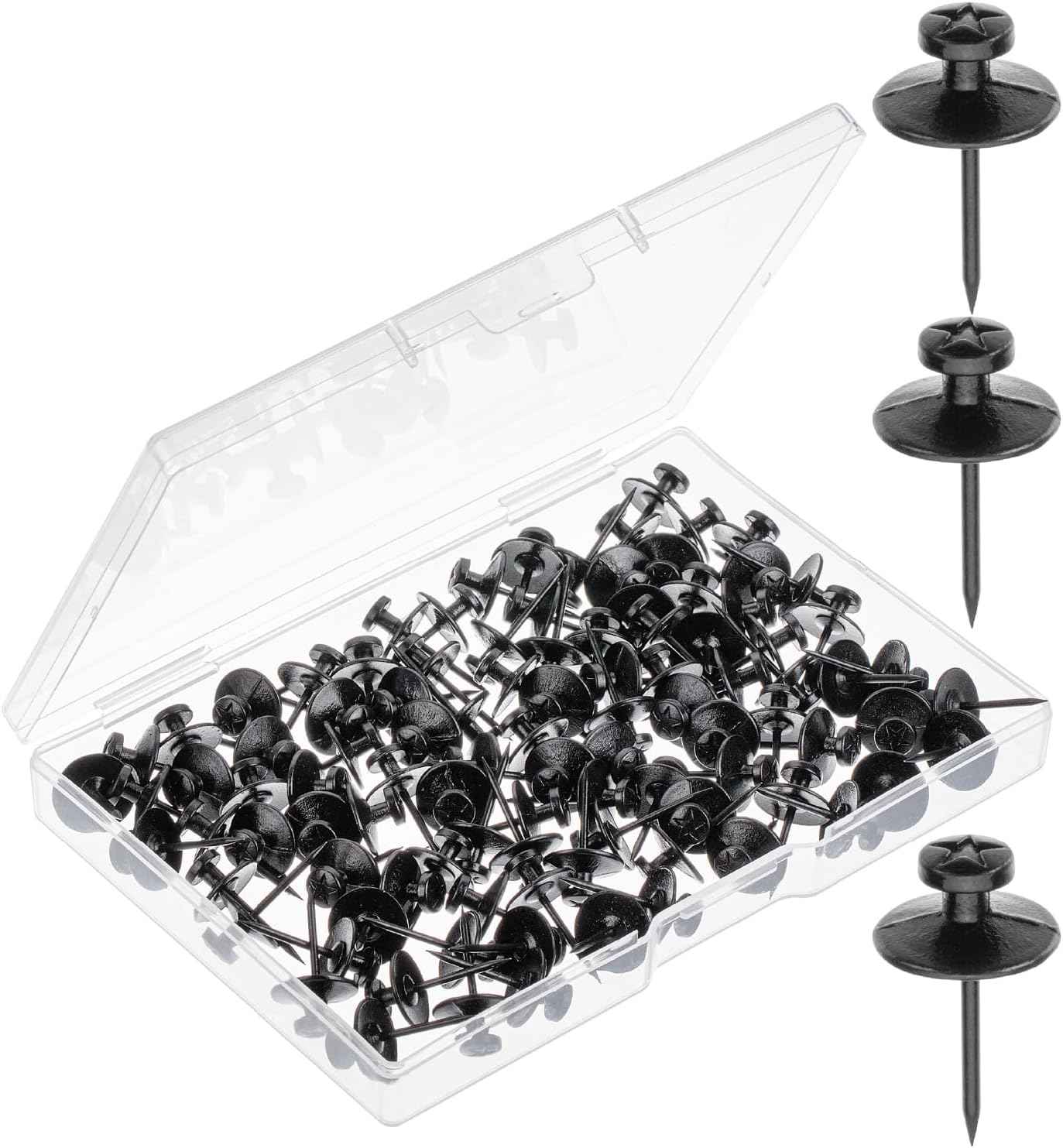 Mr. Pen- Double Headed Picture Hanging Nails, 50 Pack, Black, Push Pins for Wall