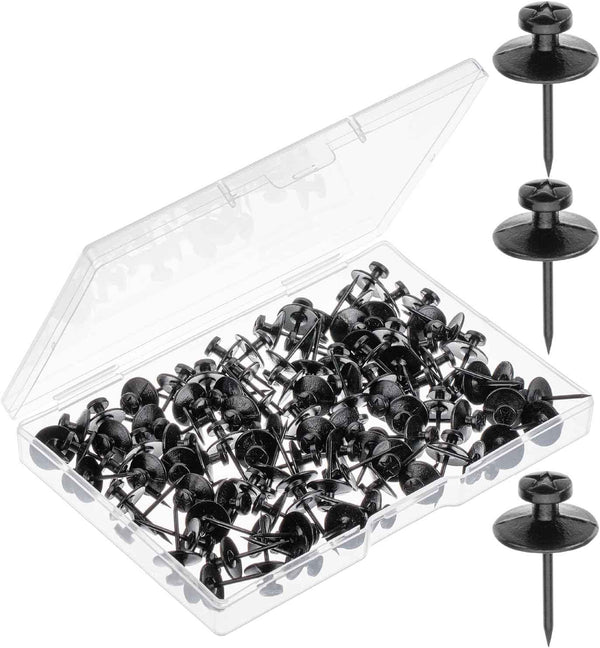 Mr. Pen- Double Headed Picture Hanging Nails, 50 Pack, Black, Push Pins for Wall