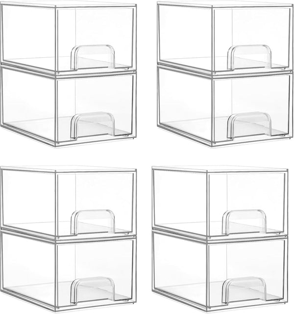 Clear Stackable Storage Drawers for Home Organization