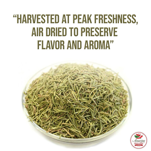 Dried Rosemary Leaves, 3 oz, Premium All Natural, Farm Fresh, Rich Savory Flavor by Amazing Chiles & Spices
