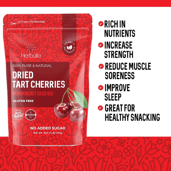 Dried Montmorency Tart Cherries, 1lb, All-Natural, Unsweetened, Non-GMO
