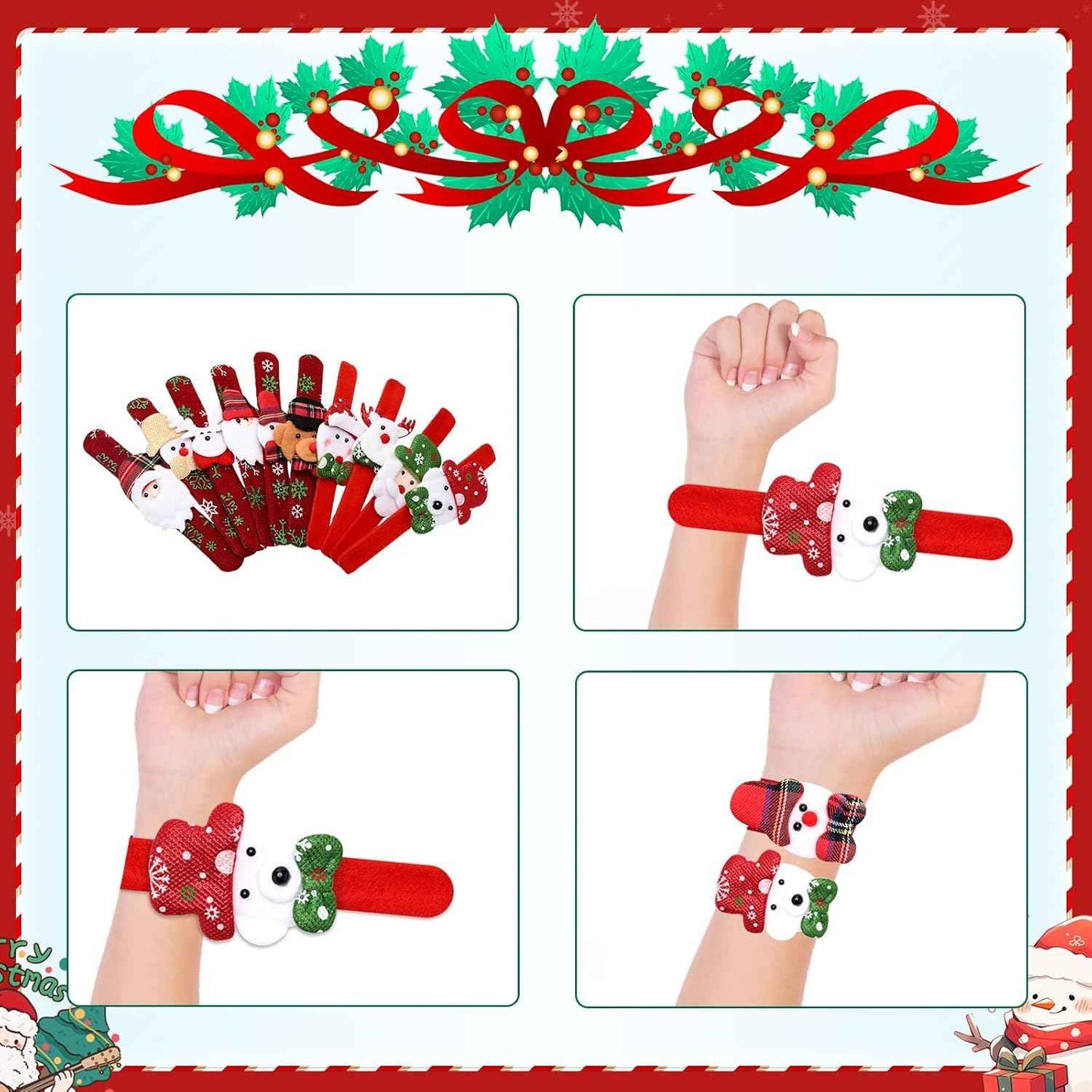 30PCS Christmas Glasses, Headband and Slap Bracelets - Cute Decorations for All People, Exquisite Party Favors