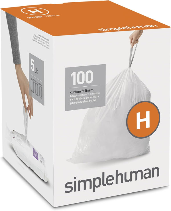 Custom fit liners for simplehuman trash cans, 100 count, 50% PCR plastic, 50-60 liter capacity