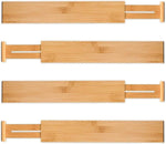 Adjustable bamboo drawer dividers for kitchen, bathroom, and bedroom